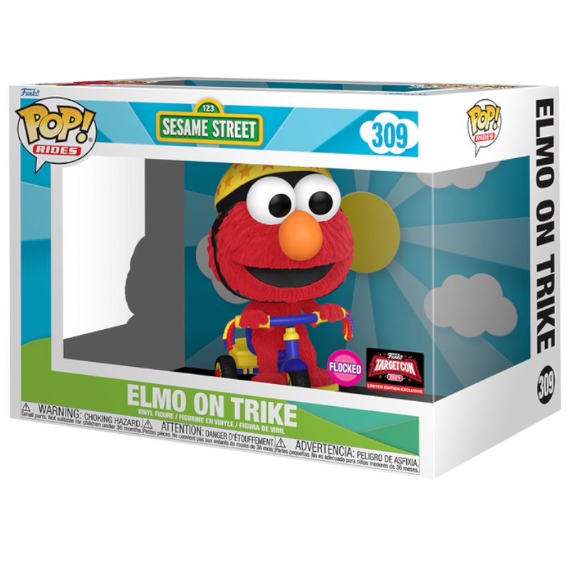 Sesame street Elmo on trike flocked